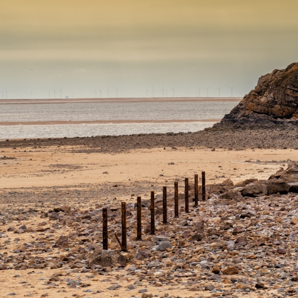 Haverigg beach at sunset.