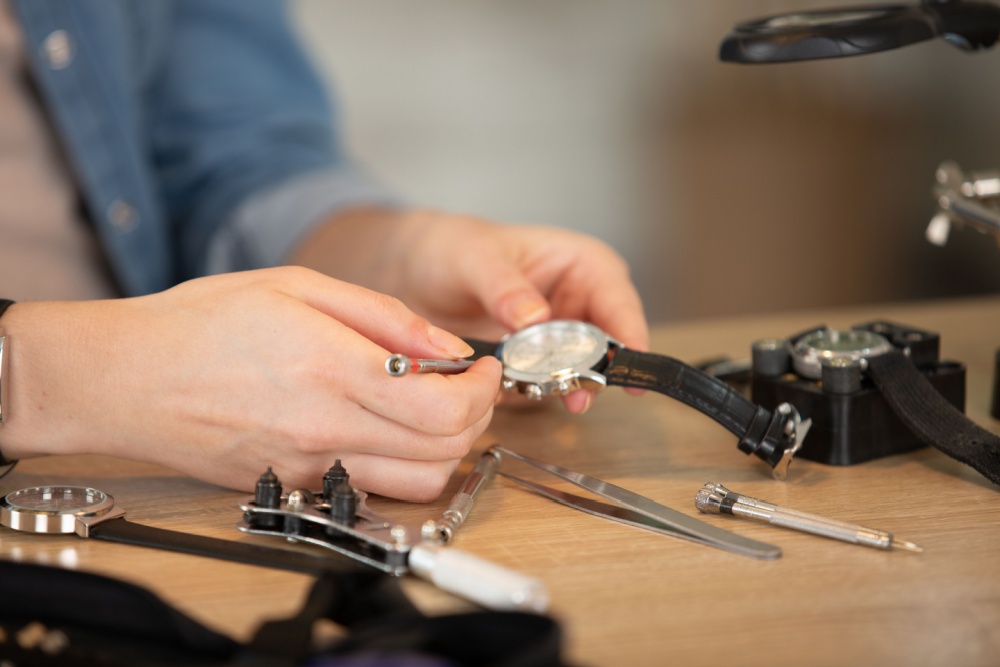 A man repairing a watch.